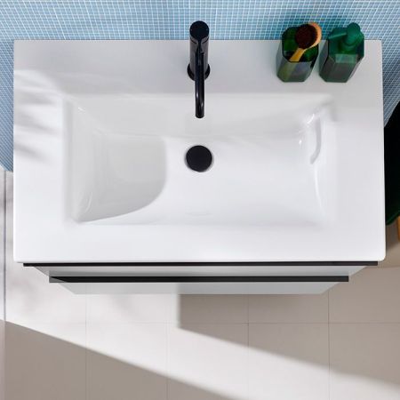 BURGBAD EqioТумба с раковиной подвесная 920х620х490мм, керамическая раковина белая, с 1 отв под смес, ручки G0252, цвет мебели белый глянец