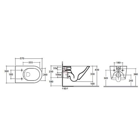 GLOBO Forty3 Унитаз подвесной  безободковый 57x36 см, с системой скрытого крепежа, цвет: белый, артикул FOS05.BI