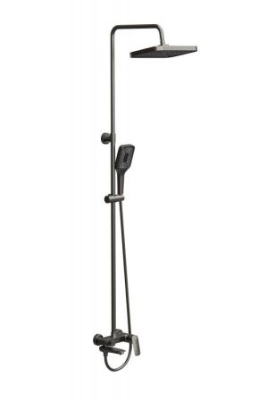 DUE Душевая стойка со смесителем и изливом, оружейная сталь DUE-VSCM-GM, артикул DUE-VSCM-GM