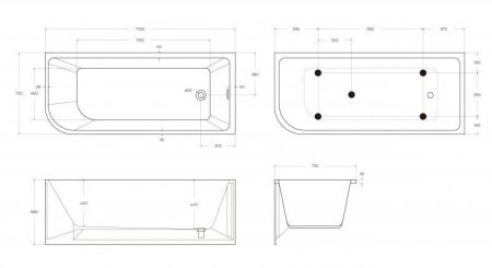 Акриловая ванна BELBAGNO BB712-1700-730-R, артикул BB712-1700-730-R