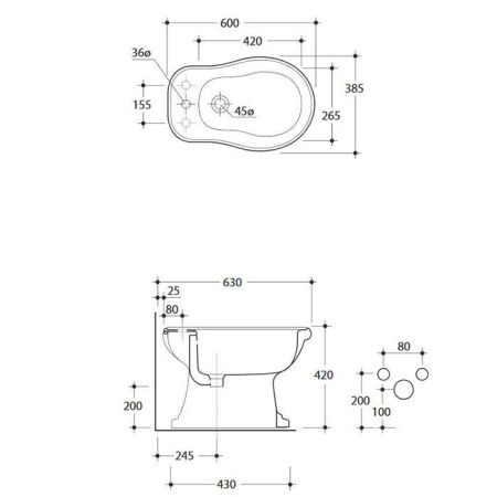KERASAN Retro Биде напольное с 1 отв. под смеситель, цвет белый, артикул 102001*1