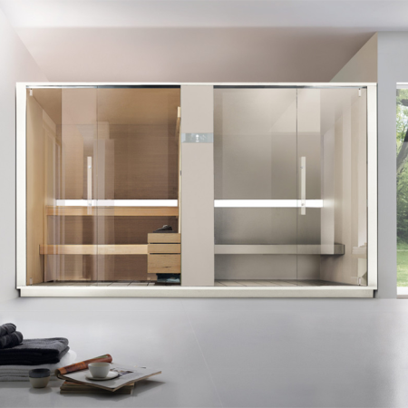 Effegibi Logica SH Сауна & Хаммам система, угловая SX, 373x171xh226см, отделка: Soft Sand, артикул LO 40 01 0003