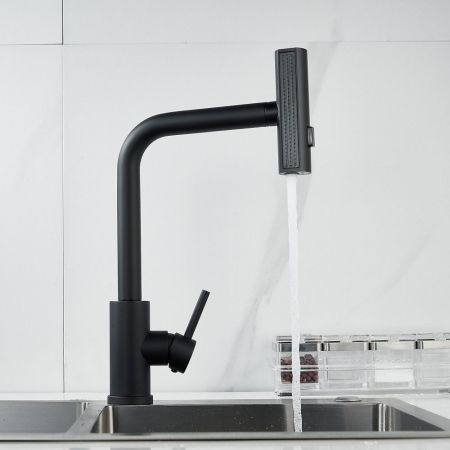 Смеситель для кухни с мультифункциональным изливом Shevanik S263H, черный, артикул S263H