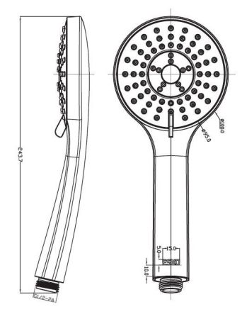 Ручной душ, 5 реж., диам, 100мм артикул: SPL955, ESKO, артикул SPL955