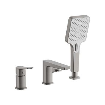 Смеситель на борт ванны BELZ B66715-3, оружейная сталь