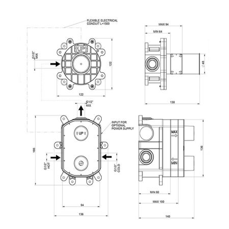 Gessi Встраиваемая часть для электронного смесителя, артикул 44665#031