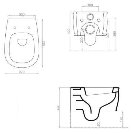 Унитаз, Artceram, Atelier, безободковый (с открытым смывным краем), тип установки-подвесной, ширина, мм-375, глубина, мм-525, форма чаши-прямоугольная, выпуск-горизонтальный, материал-керамика, сиденье-необходимо заказать, крепления в комплекте, цвет-черн, артикул ATV001 03 00