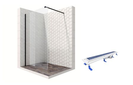 Душевая перегородка Ambassador Walk-in 15031109-ST12, свободный вход, линейный трап, 90см