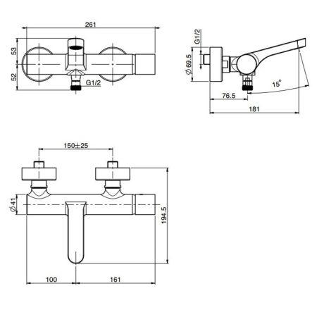 FIMA|Carlo Frattini Nomos go Смеситель для ванны внешнего монтажа, цвет хром, артикул F4164/1CR
