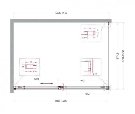 SOFT_CLOSE-1-AH-1-140/90-C-GM Душевой уголок, артикул SOFT_CLOSE-1-AH-1-140/90-C-GM