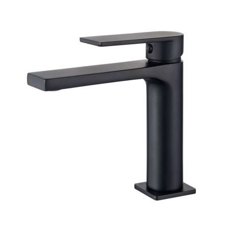 AQG Alpha, однорычажный смеситель для раковины без донного клапана, цвет черный матовый, артикул 01ALP100NG