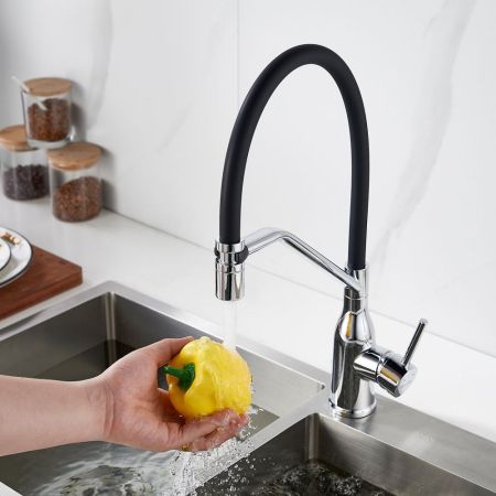 Смеситель для кухни с гибким изливом Shevanik S343-3, хром