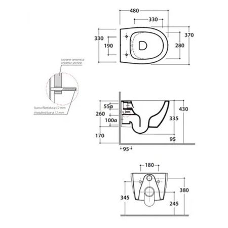 GLOBO 4ALL Унитаз подвесной БЕЗОБОДКОВЫЙ 48*37 см, с системой скрытого крепежа, цвет белый, артикул MDS04.BI