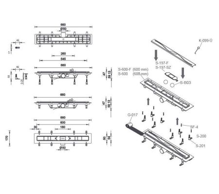 Душевой уголок Ambassador Kingston 14011105-ST8, полукруглый, линейный трап, 100х100, артикул 14011105-ST8