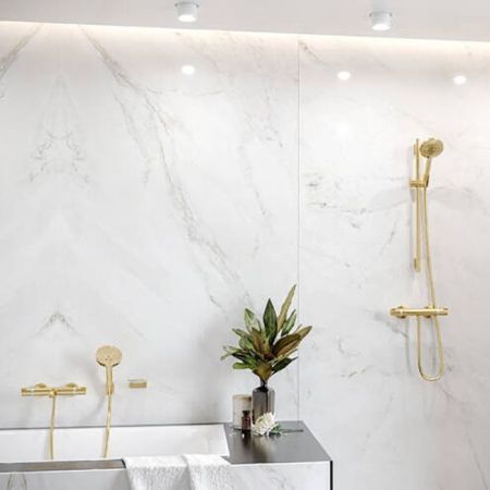 Смеситель для душа, Hansgrohe, Ecostat Comfort, тип открывания воды-вентильный, тип регулирования воды-термостатический картридж, монтаж-вертикальный (настенный), отверстия для монтажа-2, цвет-бронза шлифованная, артикул 13116140