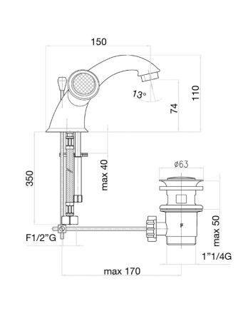 Смеситель для раковины Fiore VENERE SKY (SWAROVSKI®) 13CO0622, хром/золото, артикул 13CO0622