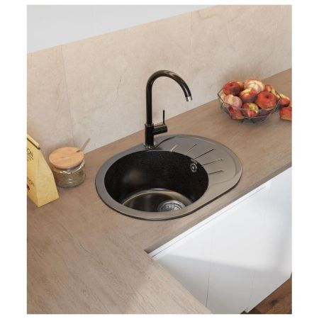 Кухонная мойка GranFest RONDO 580L, черный, артикул R-580L черный