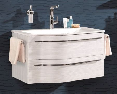 Puris Swing, тумба под раковину 900 мм правая, цвет белый высокоглянцевый, артикул WUA36901MR(722/161)