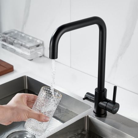 Смеситель для кухни с подключением фильтра воды Raffine F118H, черный