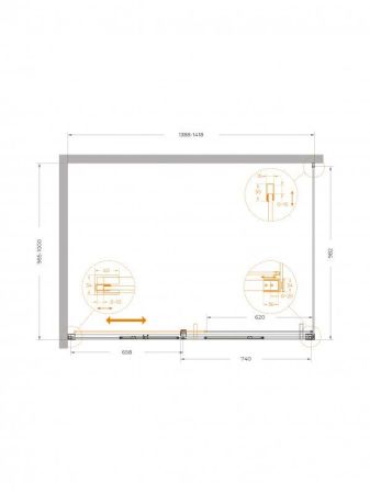 Душевой уголок CEZARES PLANE-AH-1 арт. PLANE-AH-1-140/100-C-CR, артикул PLANE-AH-1-140/100-C-CR