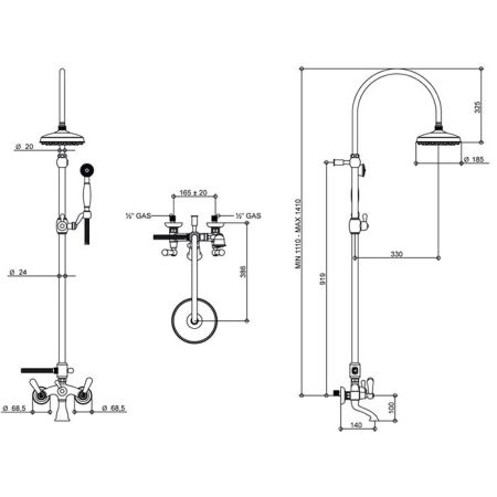 Bongio Oxford Lux Смеситель для ванны, цвет золото/белый фарфор, артикул 19536ORDL