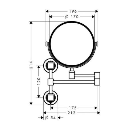 AX Montreux Зеркало косметическое, поворотное, настенный монтаж, цвет: хром, артикул 42090000