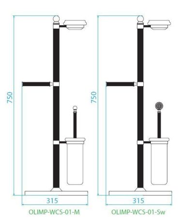 Стойка напольная c держателем туалетной бумаги, щёткой для унитаза и мыльницей CEZARES OLIMP-WCS, артикул OLIMP-WCS-03/24-Sw