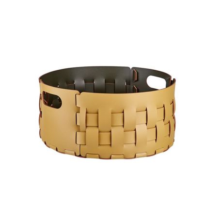 ADJ Круглая корзина для белья, D40xH20 см., цвет: горчичный/оливковый, артикул 1020.40/55