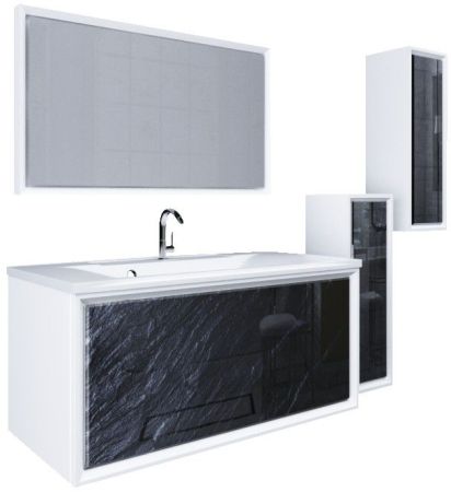 Шкаф пенал Marka One Seattle 30П L Black stone, артикул У73220