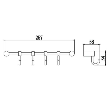Планка с крючками Savol S-006204, хром, артикул S-006204