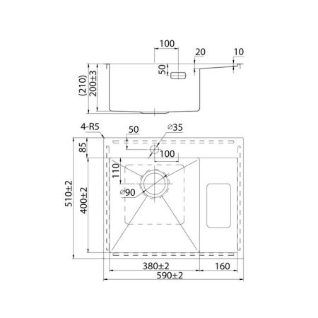 Мойка IDDIS Haze 590*510 сатин, левая (HAZ59SLi77), артикул HAZ59SLi77