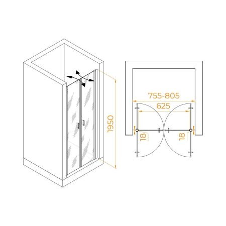Душевая дверь RGW PA-104 (800), артикул 060810408-11