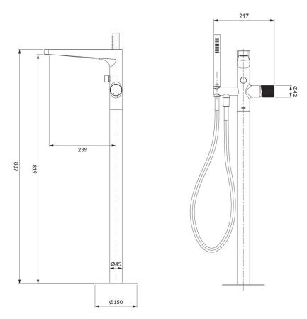 Смеситель для ванны отдельностоящий OMNIRES CONTOUR CT8033AT (антрацит), артикул CT8033AT