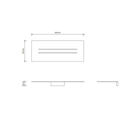 Полка, Decor Walther, MIKADO, прямоугольная, одноярусная, ширина, мм-300, глубина, мм-120, высота, мм-25, тип установки-настенный, цвет-чёрный матовый, артикул 0523260