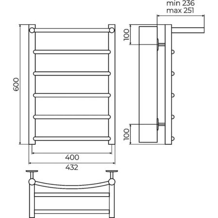 Полотенцесушитель водяной с полкой Terminus Классик П6 40х60, артикул 4670078556707