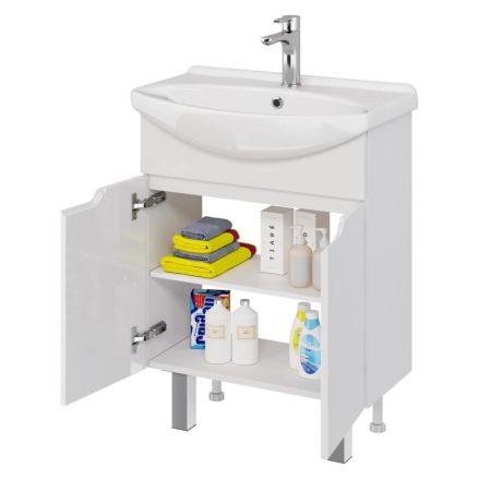 Тумба с раковиной подвесная/напольная Dreja David D 65 см, белый, артикул 99-0403-com