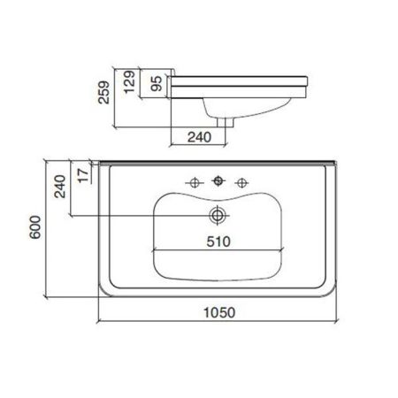 Sbordoni Neoclassica Металлическая структура 97х54,5хh76см для раковины 5700 (2 ножки), цвет: никель (продаем с раков 5700*3 со склада!)