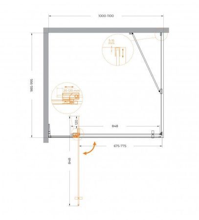 SLIDER-AH-1-80-70/80-BR-GM Душевой уголок, артикул SLIDER-AH-1-80-70/80-BR-GM