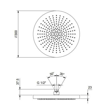 FANTINI Верхний душ Ø300 мм., цвет Nickel PVD
