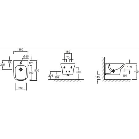 Биде подвесное JACOB DELAFON VOX EME0002-00 (прямоугольное, белый, 50*36), шт, артикул EME0002-00