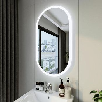 Зеркало Бриклаер Вега 55 овал, голосовое управление, сенсор на зеркале, подогрев