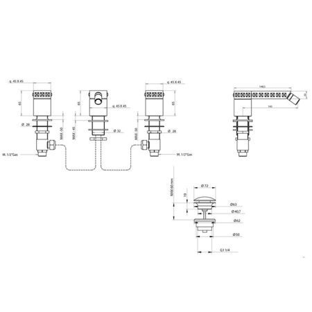 Bongio Pure Glam Смеситель для биде, цвет хром/Swarovski