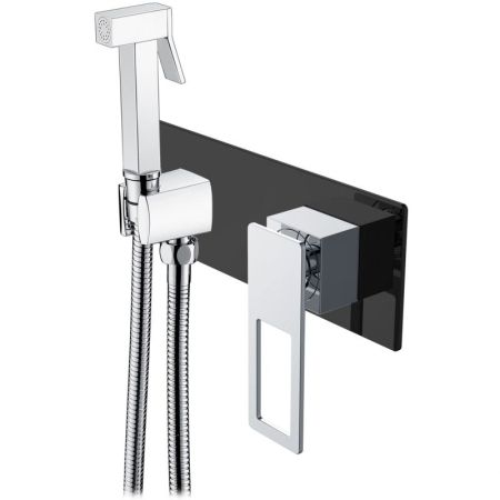 Гигиеническая лейка Q со смесителем  BLACK  CHROME_Комплект, артикул 147-BCR