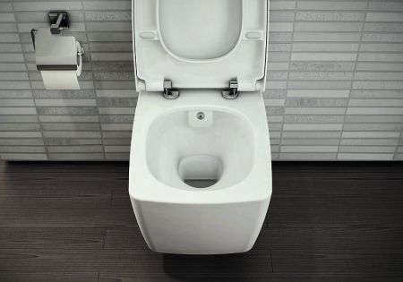 Metropole Rim-Ex Подвесной безободковый унитаз 56 см с функциями VitrAflush и VitrAfresh, с емкостью для чистящей жидкости, с функцией биде и встроенным смесителем, артикул 7672B003-1687