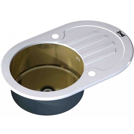 Кухонная мойка ZorG Glass GL-7851-OV-WHITE-BRONZE Белый / Бронза, артикул GL-7851-OV-WHITE-BRONZE