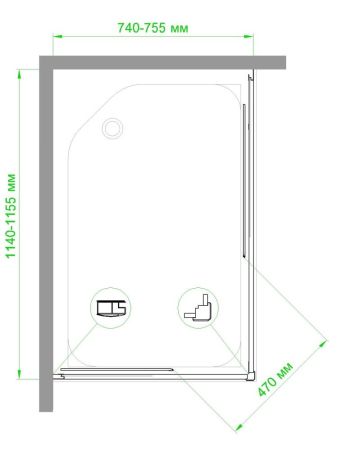Душевой уголок Royal Bath RB HPD-C-BL 115х75х200 (матовое), артикул RB75115HPD-C-BL