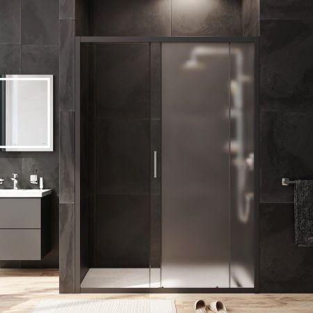 W90G-140-1-195BM Gem Solo Дверь душевая 140х195, стекло матовое, профиль черный матовый W90G-140-1-195BM Gem Solo Дверь душевая 140х195, стекло матовое, профиль черный матовый