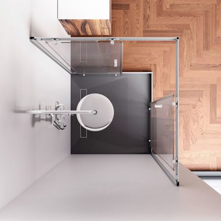 W87G-403-100100-MT Sunny душ огражд квадратн, раздвижн двери 100x100 серебро,стекло прозрачн