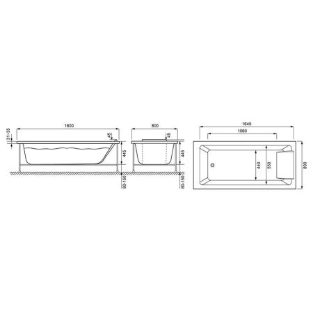 Ванна JACOB DELAFON SOFA (180*80) E60516RU-00 (белый, перелив стандарт.), шт, артикул E60516RU-00