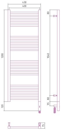 Полотенцесушитель электрический "МОДУС 3.0" 1200х400 / МЭМ правый (Золото), артикул 03-5701-1240